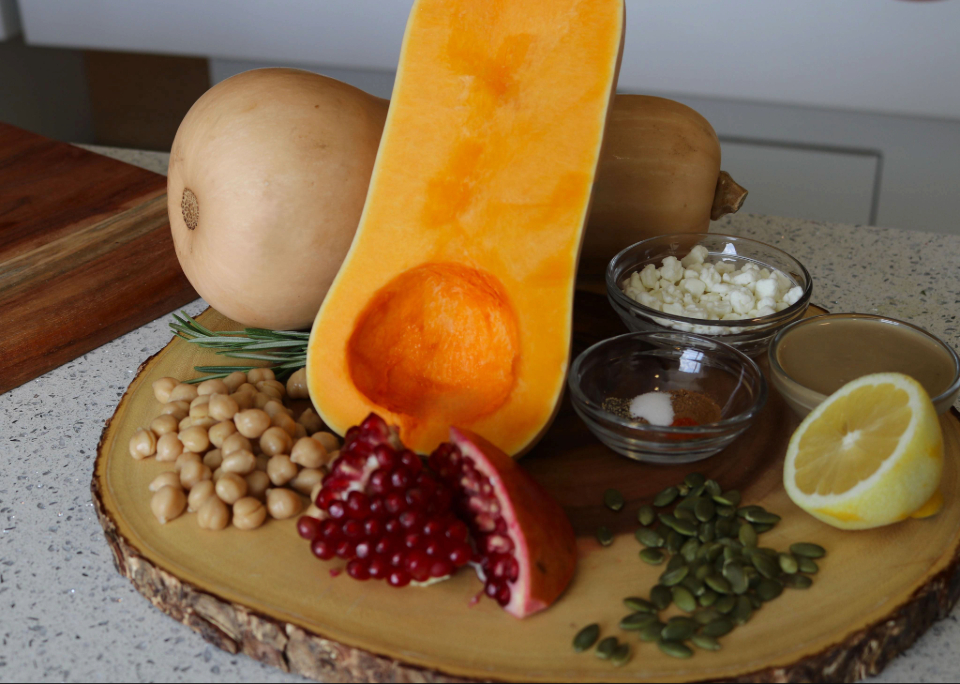 Photo of ingredients for butternut squash hummus