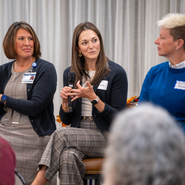 Panel members speaking during an event