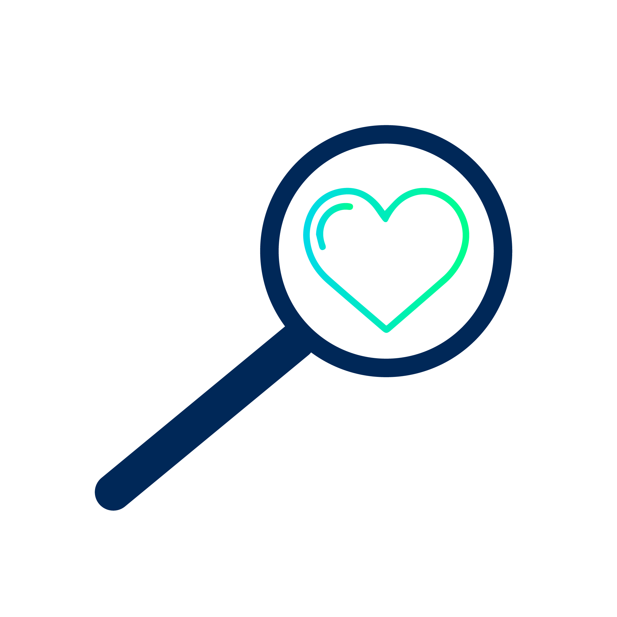 icon of a magnifying glass over a heart 