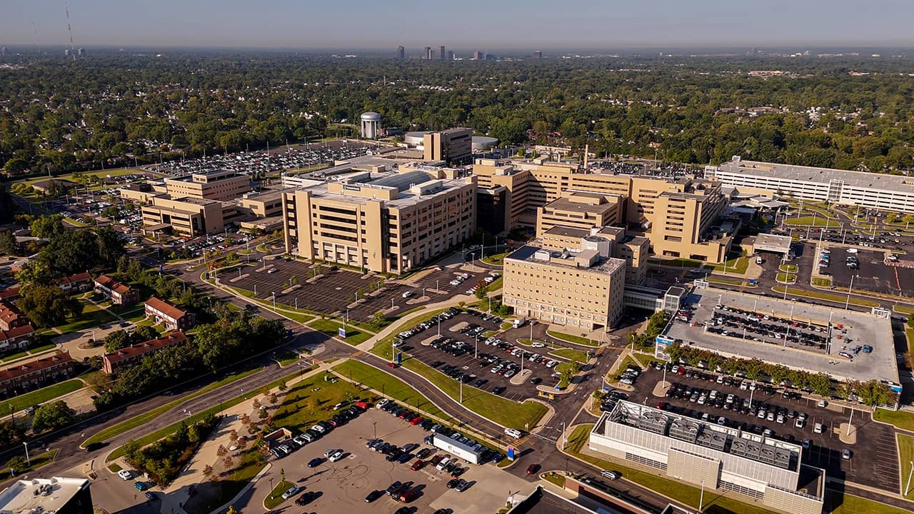 Aerial few of the William Beaumont University Hospital campus