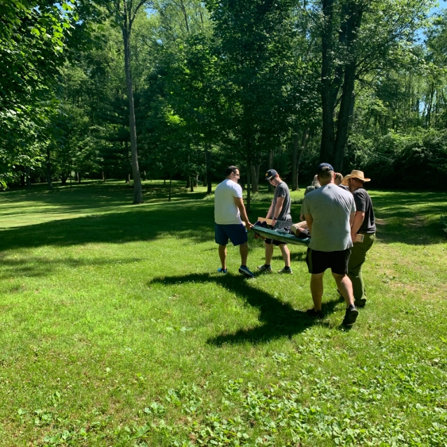 Family medicine residents working together during an outdoor activity