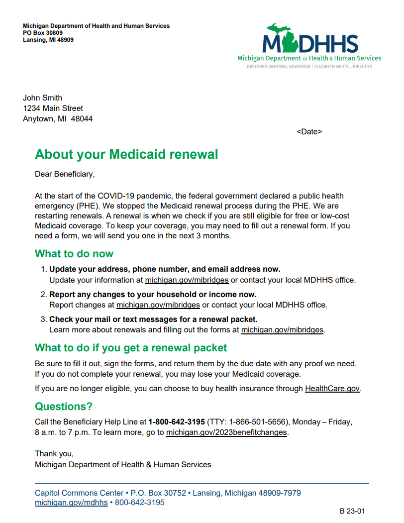 Medicaid sample letter