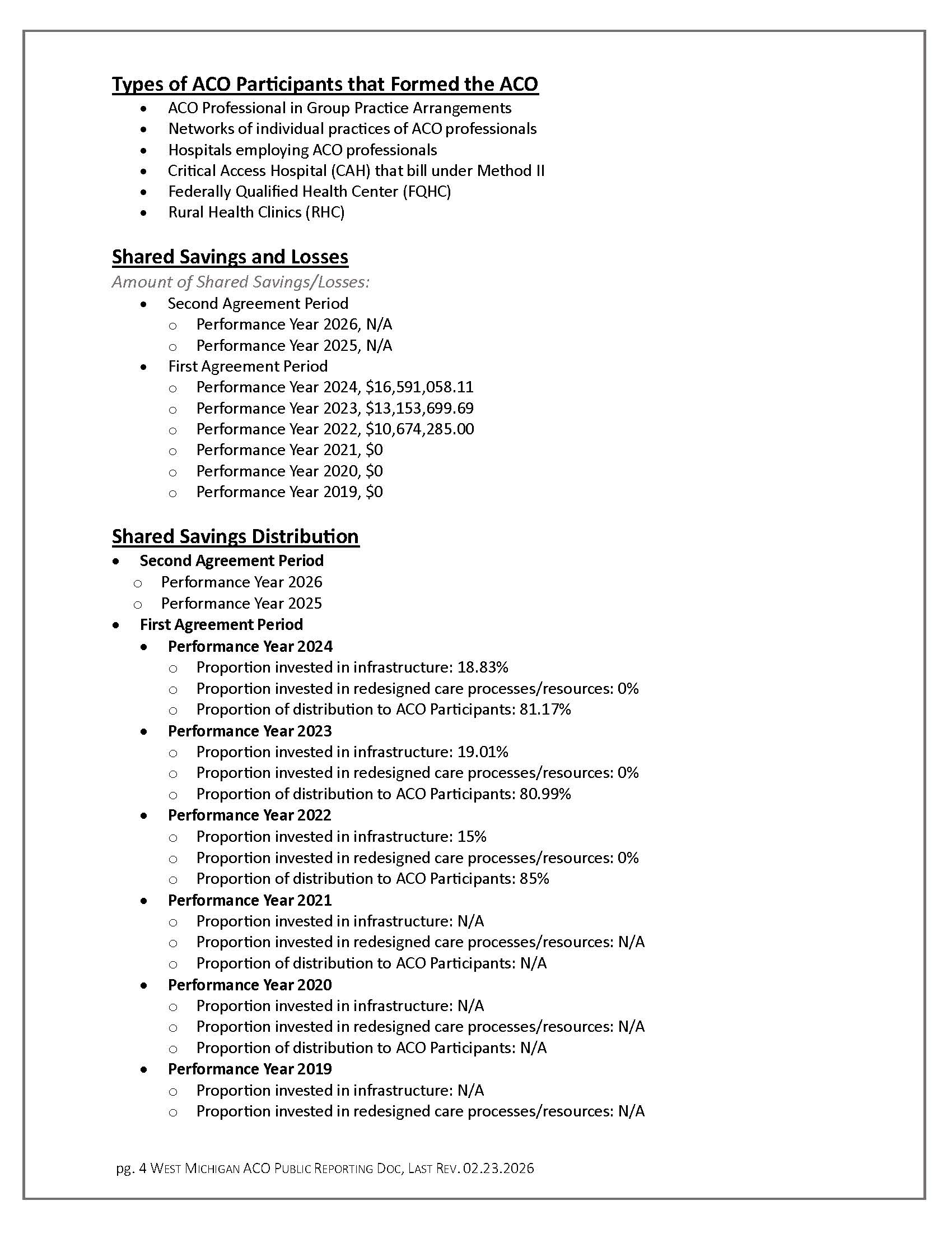 West Michigan ACO Public Reporting page 4.