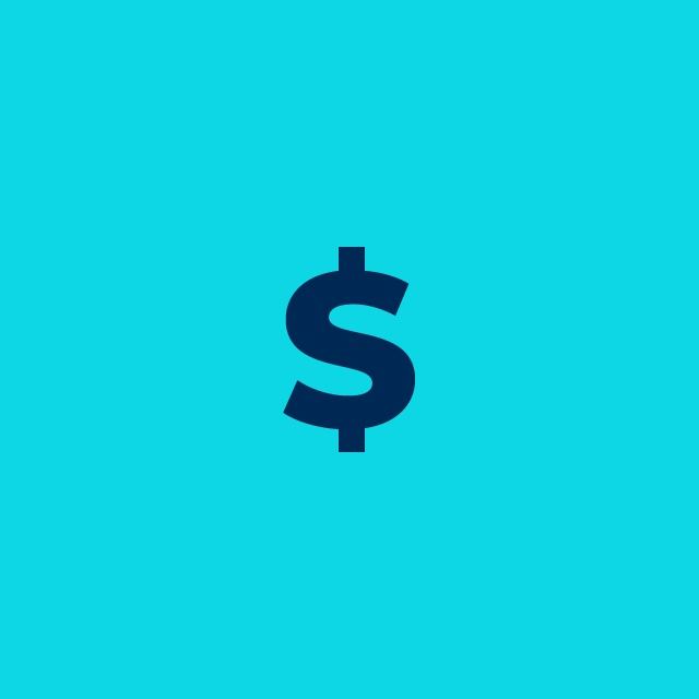 blue graphic with one dollar sign