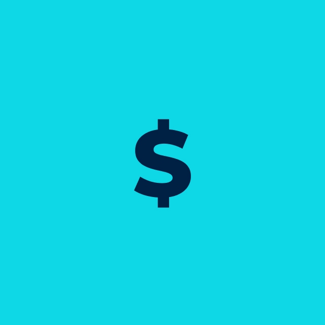 blue graphic with one dollar sign