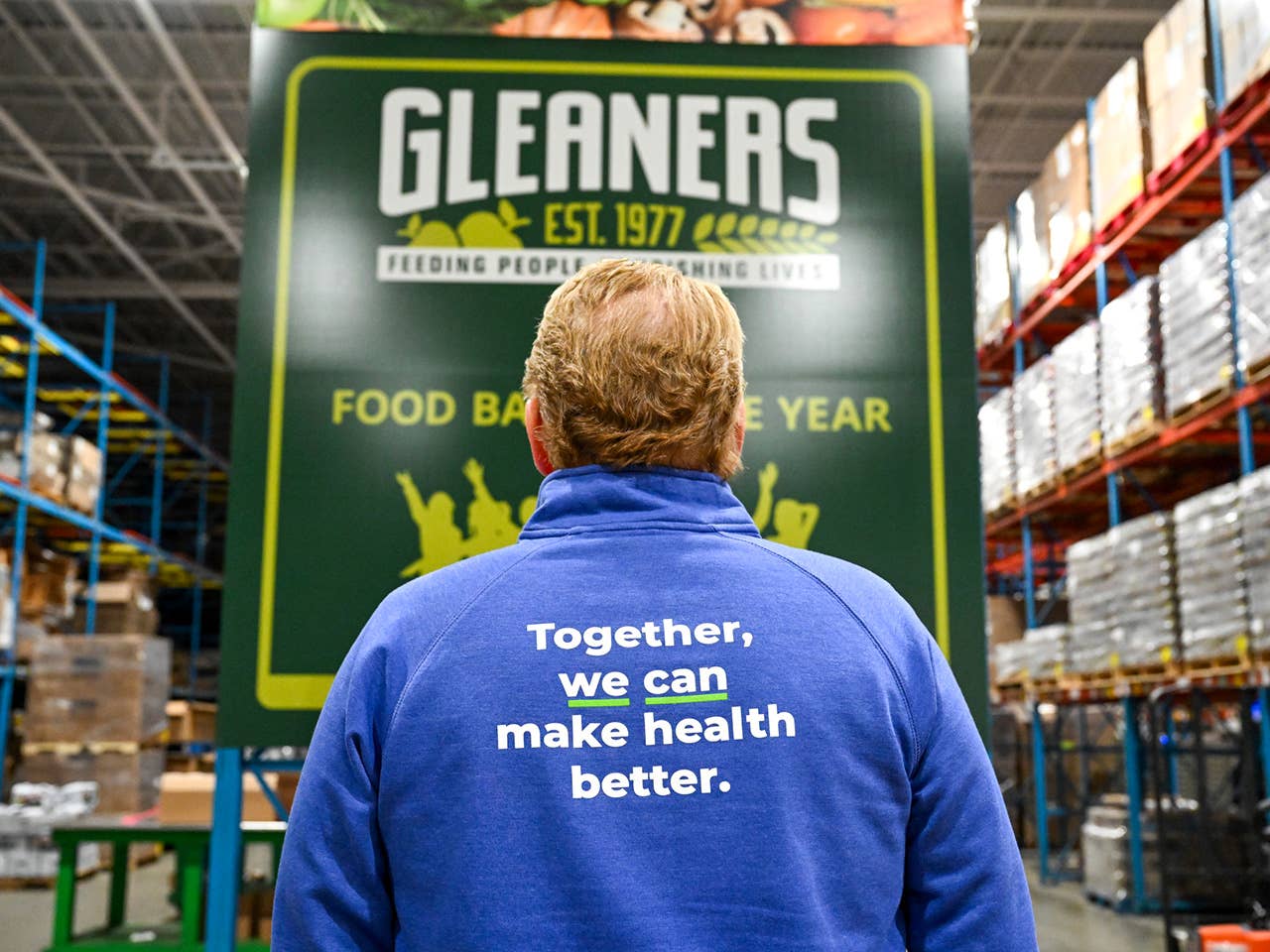 Interior view of Gleaners warehouse.