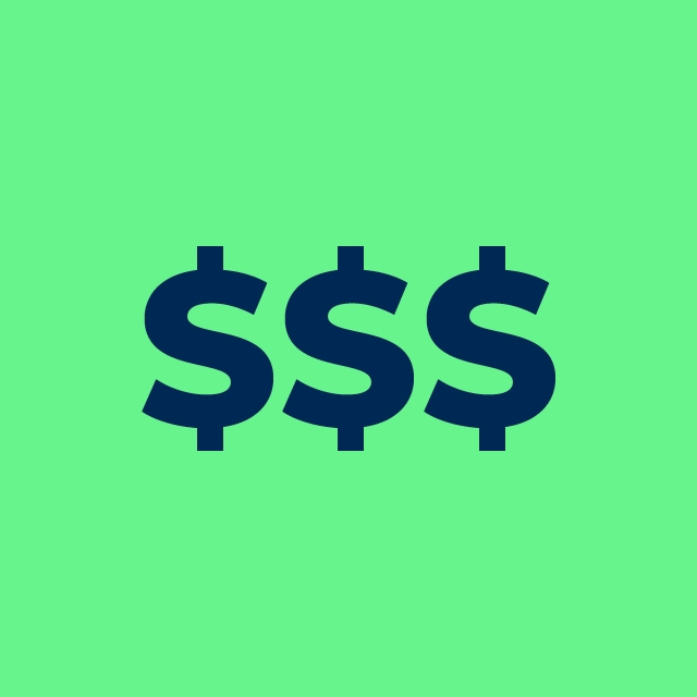 green graphic with three dollar signs