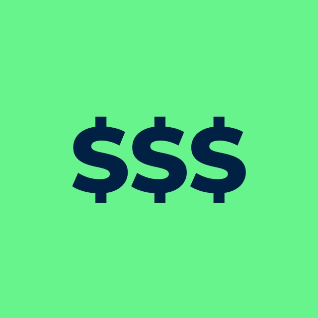 green graphic with three dollar signs