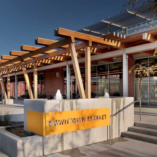 Exterior of the main entrance for the Downtown Market in Grand Rapids, Michigan