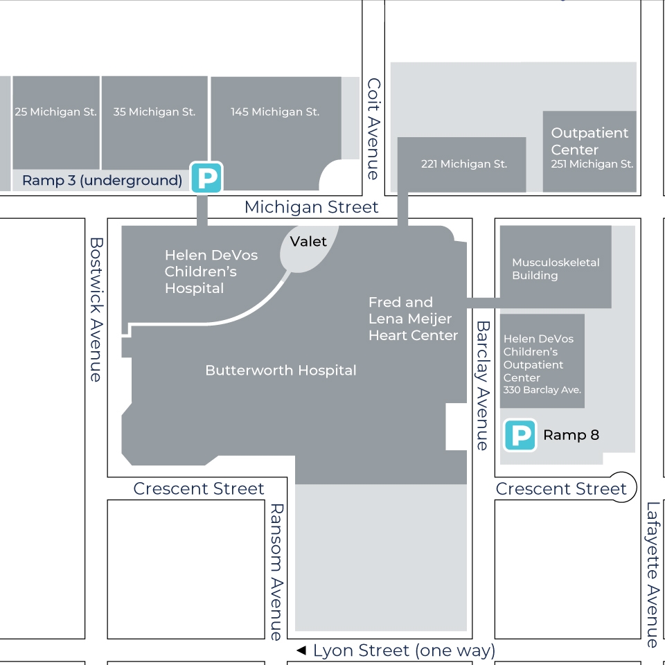 Parking map for 100 Michigan Street NE