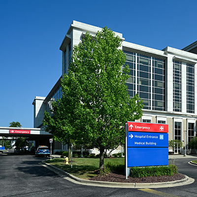 Exterior of Corewell Health Trenton Hospital