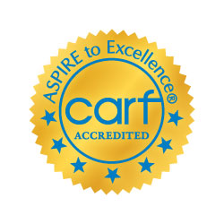 Seal of accreditation by the Commission on Accreditation of Rehabilitation Facilities (CARF) 