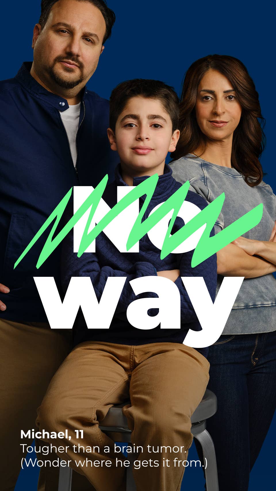 Mother and father standing behind a preteen son