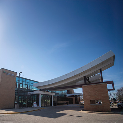 Exterior of Corewell Health Greenville Hospital