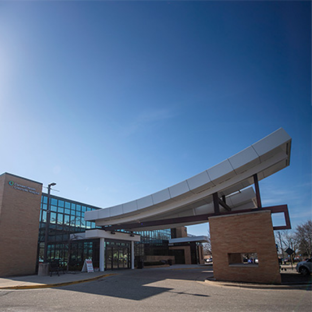 Exterior of Corewell Health Greenville Hospital