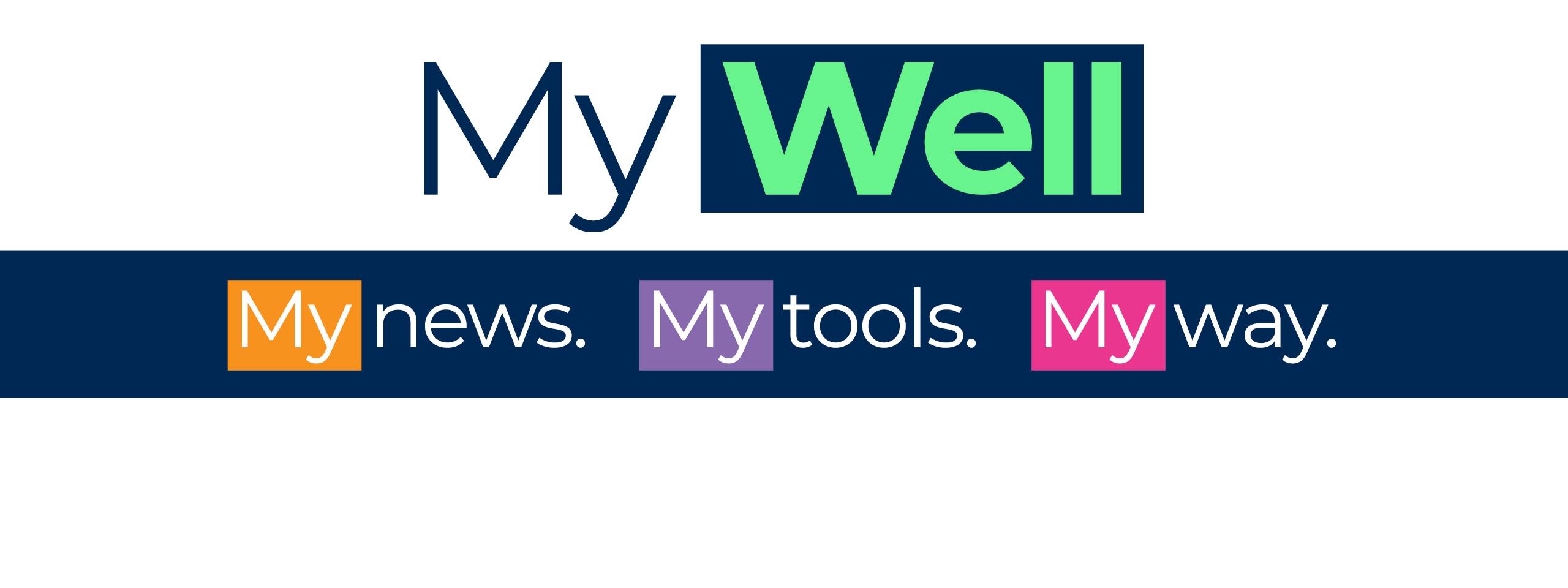My Well by Corewell Health logo with tagline highlighting employee news, tools and personalized workplace resources.