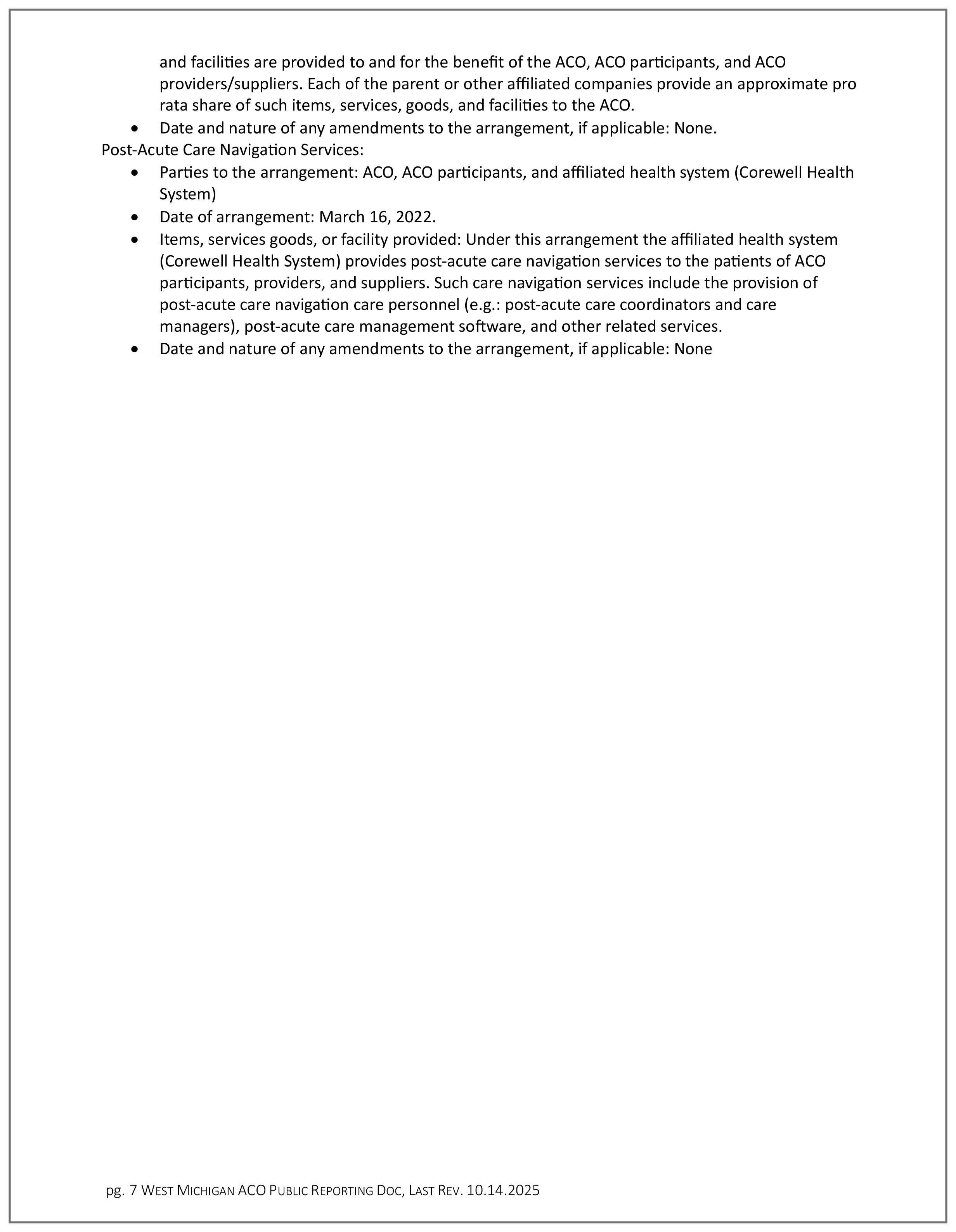 West Michigan ACO Public Reporting page 7.