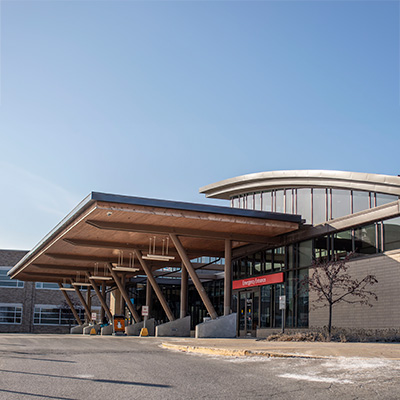 Exterior of Corewell Health Ludington Hospital