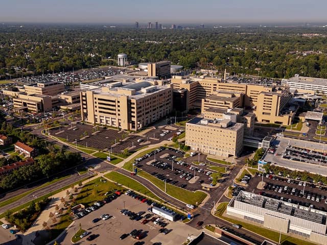 Aerial few of the William Beaumont University Hospital campus