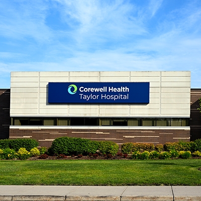 Exterior of Corewell Health Taylor Hospital