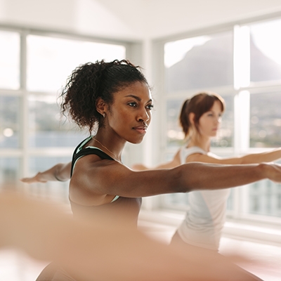 Group of women in an integrative medicine seated yoga classes