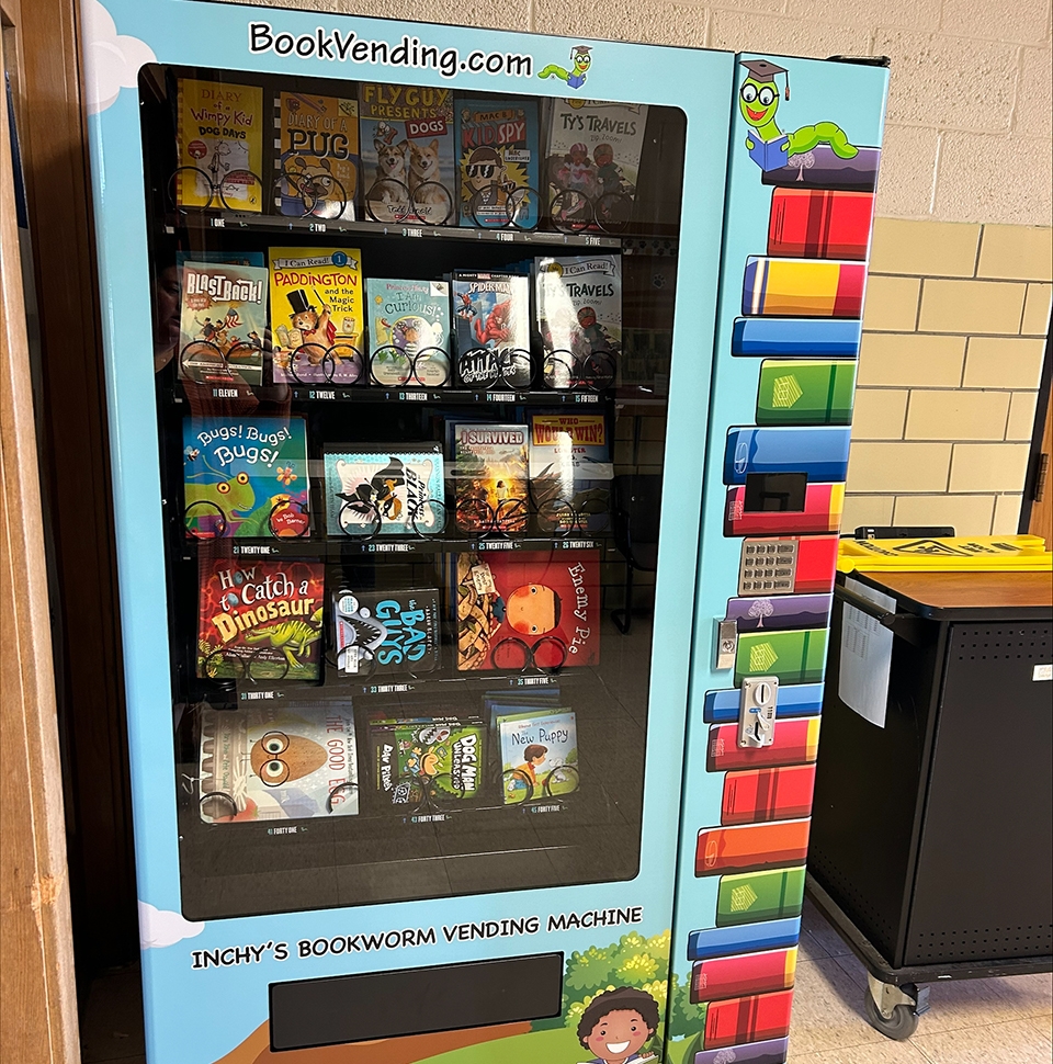 Book vending machine for students.