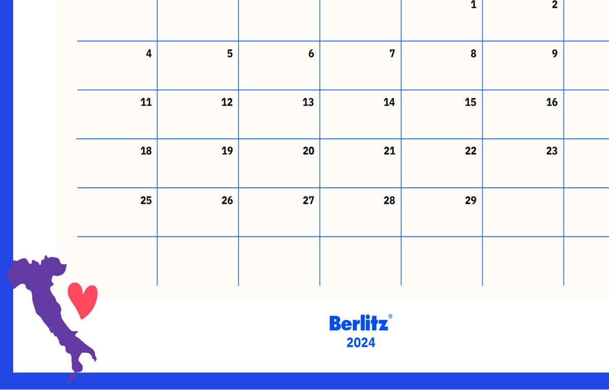 Calendário 2024 de italiano