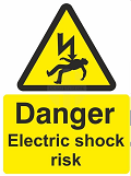 Placa de aviso que significa risco de choque