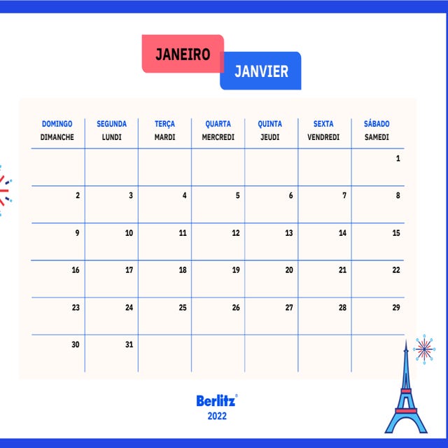 Calendário em francês é alguns dos conteúdos para estudar idiomas

