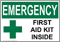 Placa de aviso que significa kit de primeiros-socorros