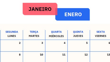 Calendário em espanhol é alguns dos conteúdos para estudar idiomas
