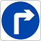 Placa de trânsito que significa virar à direita