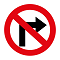 Placa de trânsito que significa proibido virar à direita