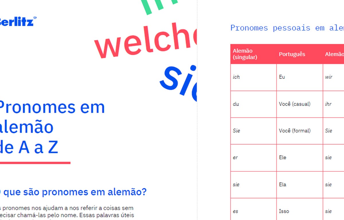 Aprenda pronomes em alemão com conteúdo gratuito para baixar