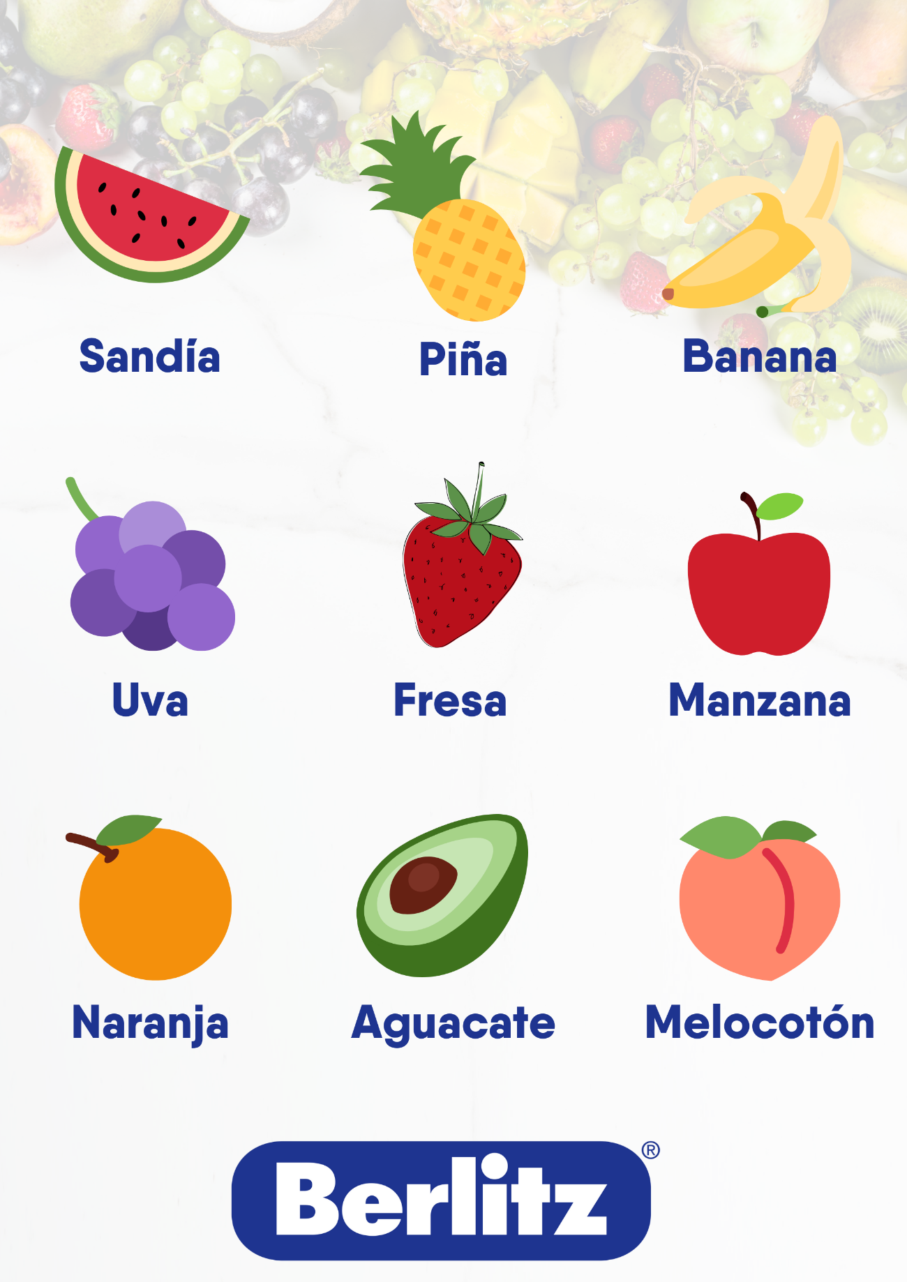 Lista de frutas em espanhol
