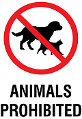 Placa de aviso que significa animais proibidos