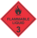 Placa de aviso que significa líquido inflamável
