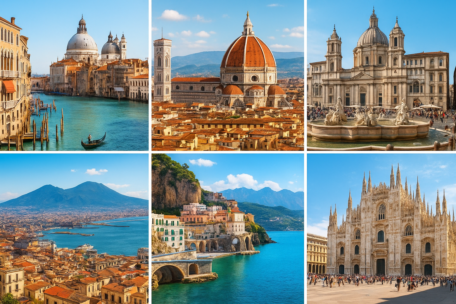 Colagem das cidades da Itália