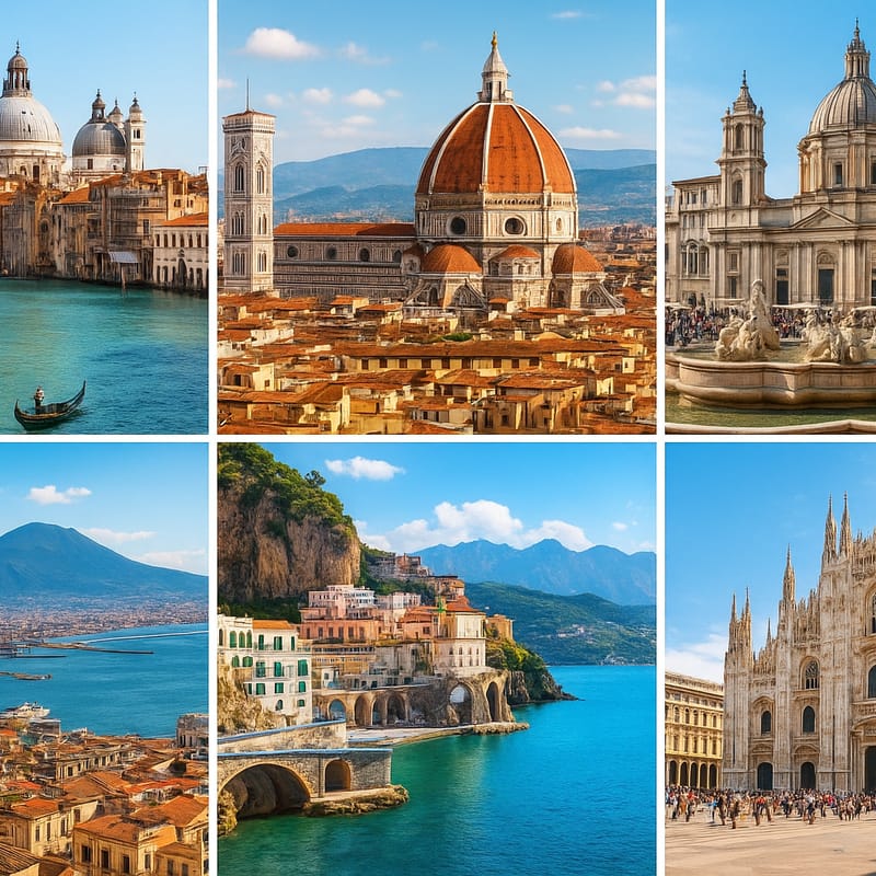Colagem das cidades da Itália