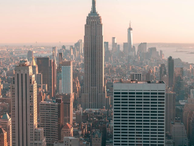 Imagem área da cidade de Nova York nos Estados Unidos.