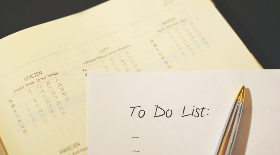 Lista de metas escrita em inglês