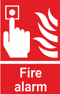 Placa de aviso que significa alarme de incêndio