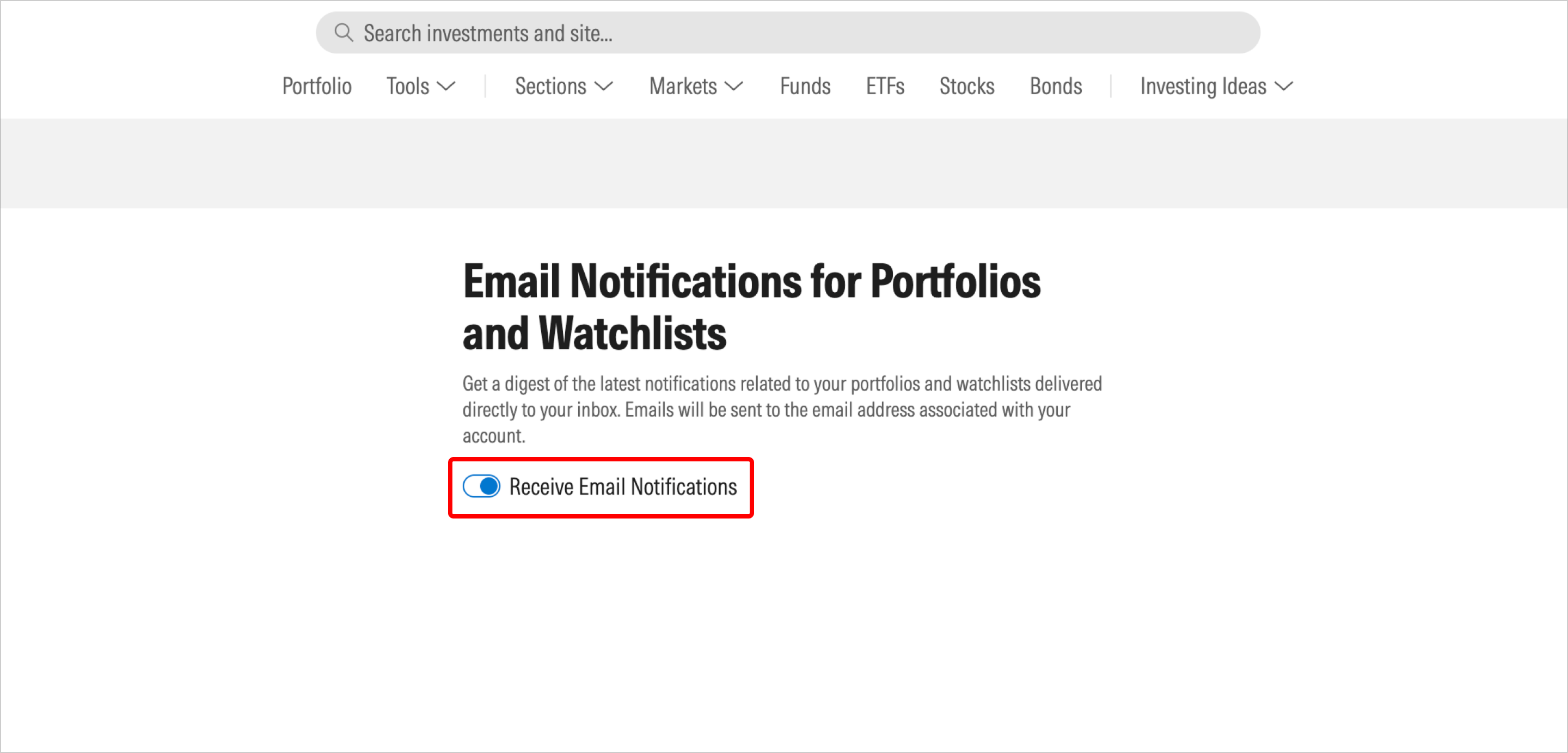 Email notifications | Help | Morningstar