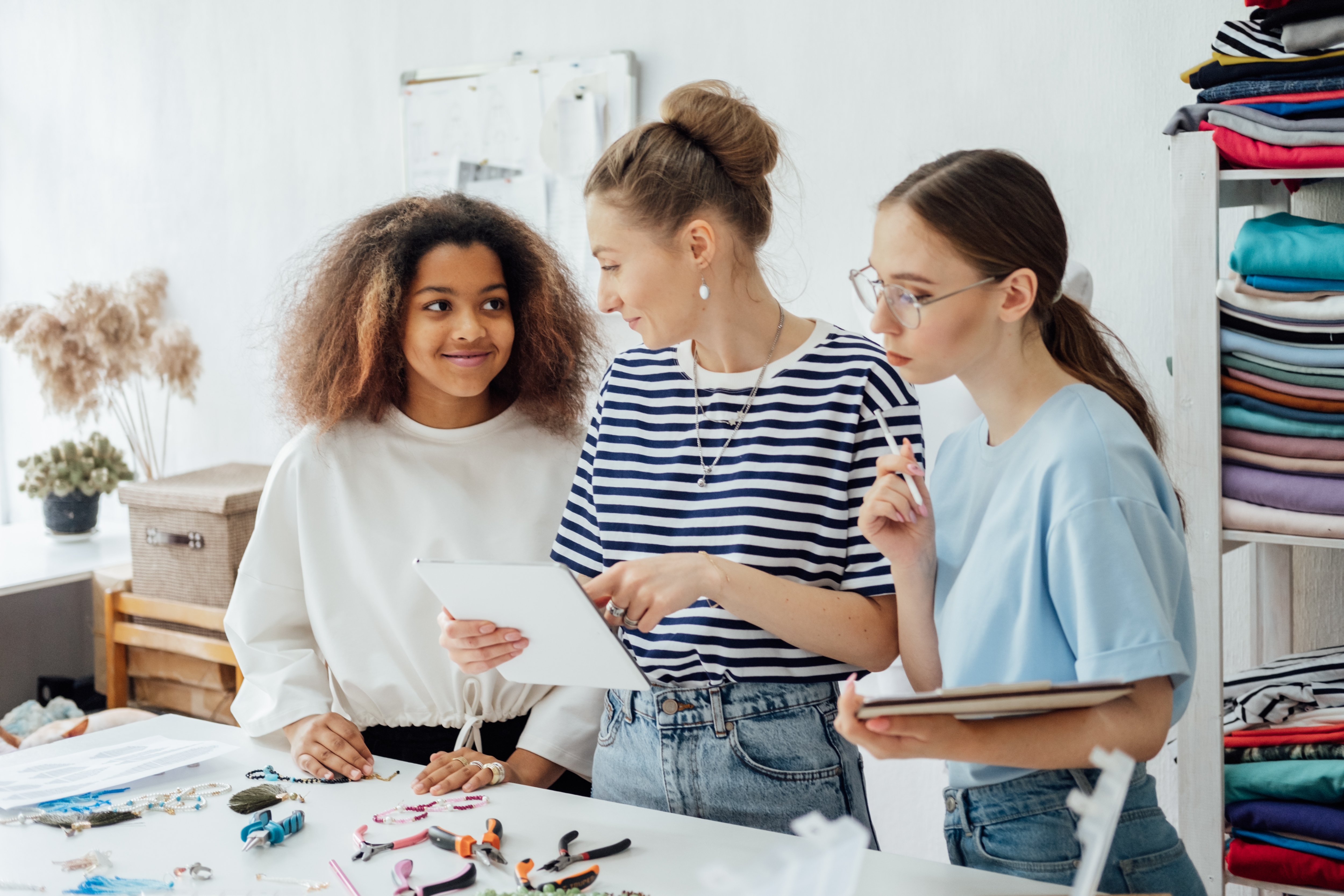 Teenage girls with their instructor during a summer camp