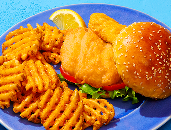Fish Burger With Waffle Fries