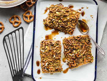 Pretzel & Pistachio Crusted Salmon with Guinness G…