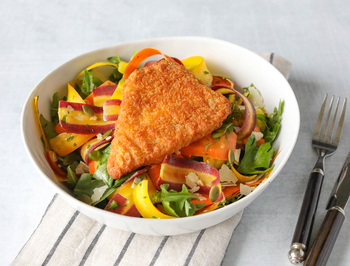 Crispy Breaded Cod With Carrot Ribbon Salad & Citr…