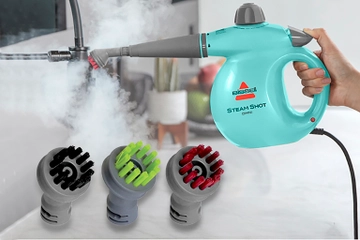 Steam Shot OmniForce handheld steamer color coded cleaning brushes