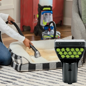 Using Tough Stain Brush to deep clean pet bed.