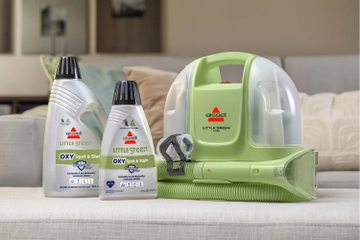 Little Green Mini Portable Carpet Cleaner with included formulas